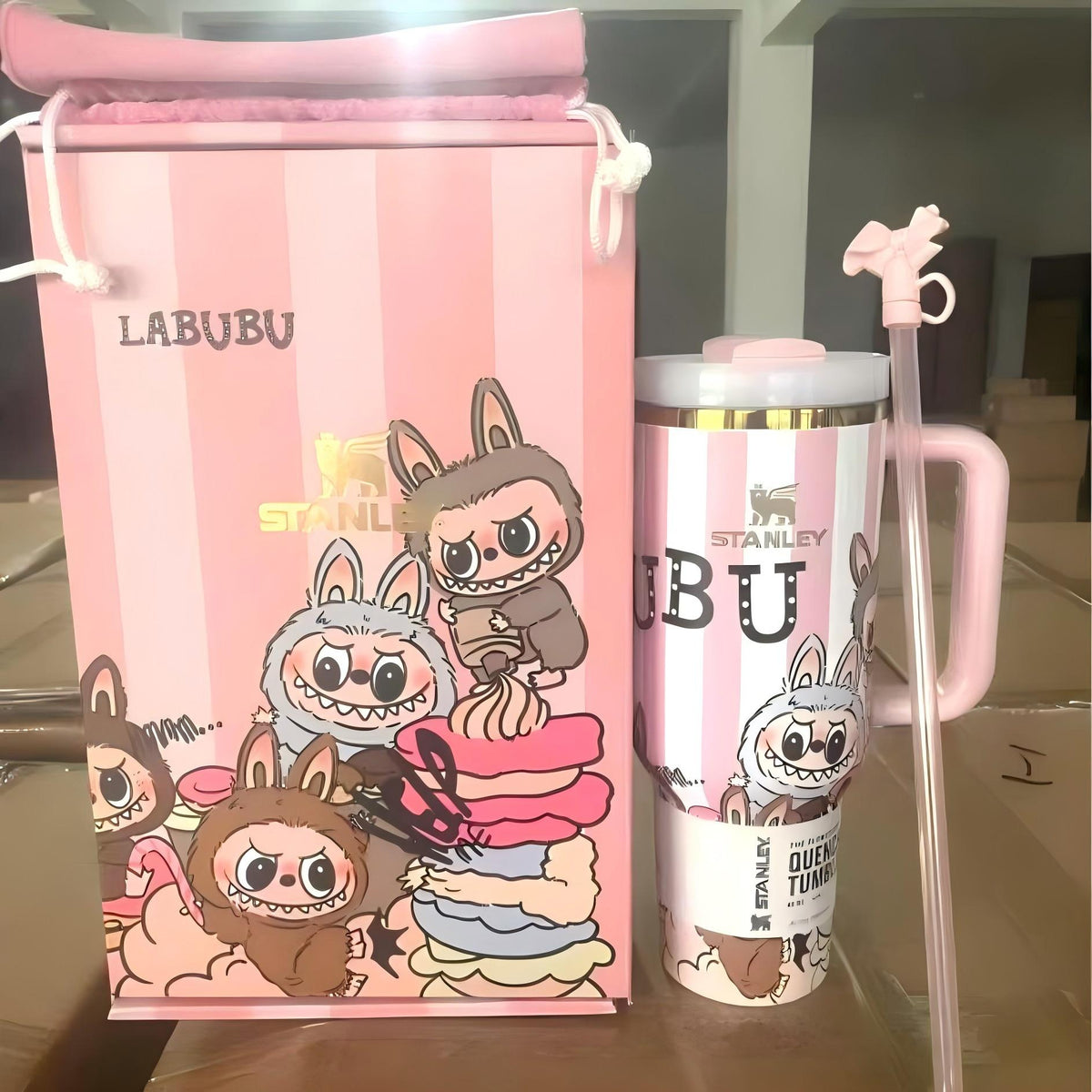 🔥  Labubu Stripe Insulated Cup 40 OZ ✈️Free Shipping