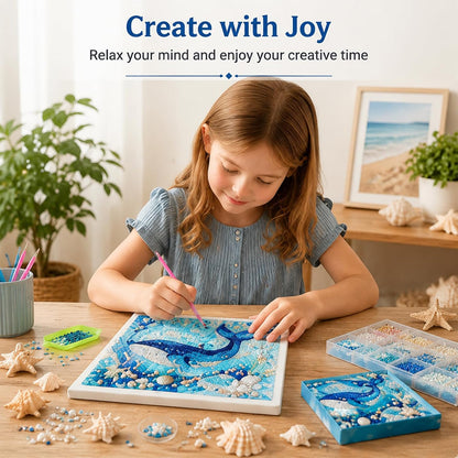 🌊Ocean Shark Pearl Art DIY Kit – Sparkling Coastal Wall Décor