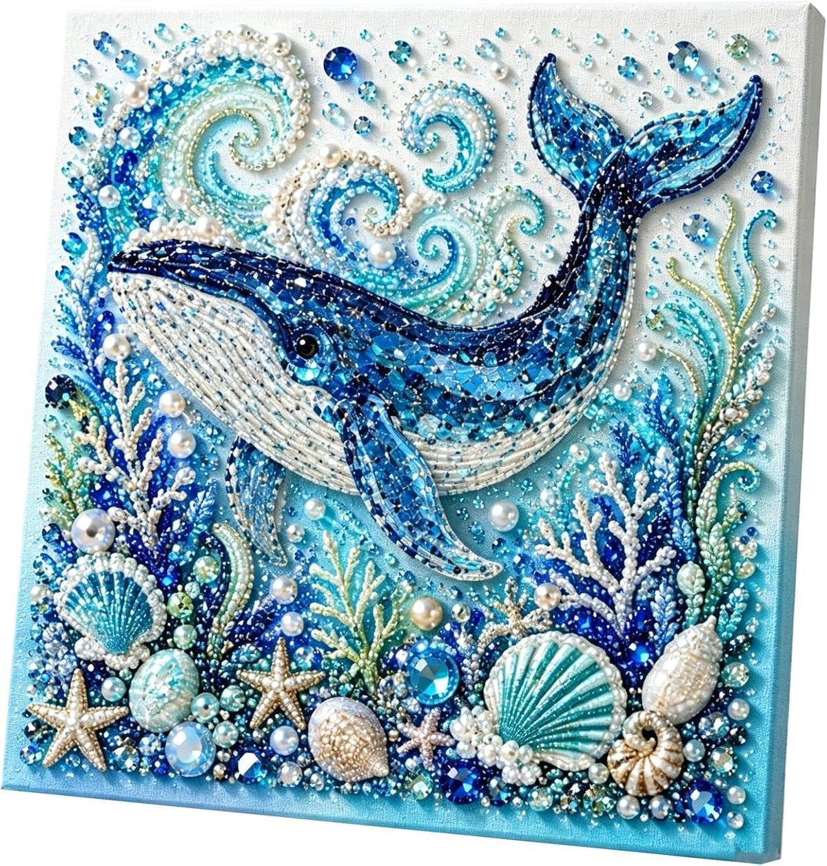 🌊Ocean Shark Pearl Art DIY Kit – Sparkling Coastal Wall Décor