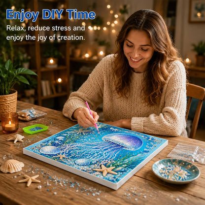 🌊Ocean Shark Pearl Art DIY Kit – Sparkling Coastal Wall Décor