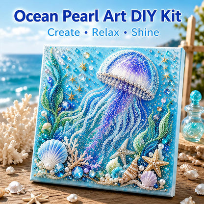 🌊Ocean Shark Pearl Art DIY Kit – Sparkling Coastal Wall Décor