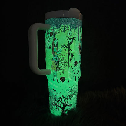 🔥40oz Sally x Jack Skellington Tumbler Noctilucent 🚚Free Shipping